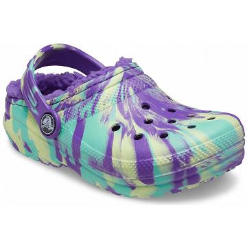 Crocs Classic Lined Marbled Girls' Clogs Purple / Multi | Australia 1523GSOL